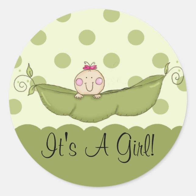 Süße kleine Erbse Es ist ein Girl-Sticker Runder Aufkleber (Vorderseite)