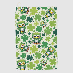 Süße kleine Eule St. Patrick Cartoon Golfhandtuch