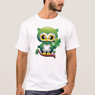 Süße kleine Eule St. Patrick Cartoon T-Shirt