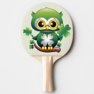 Süße kleine Eule St. Patrick Cartoon Tischtennis Schläger