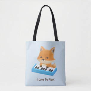 Süße kleine Fuchs liebt Klavier zu spielen Kinder  Tasche
