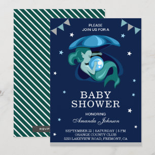 Süße kleine grüne Meerjungfrau Baby Shower Einladu Einladung