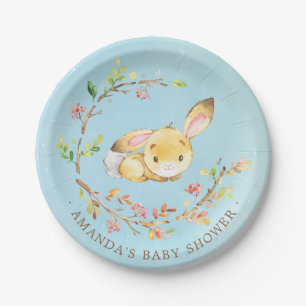 Süße kleine Häschen-Jungen-Babyparty 7" Platte Pappteller