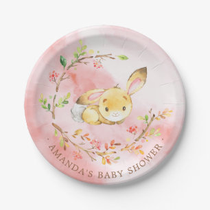 Süße kleine Häschen-Mädchen-Babyparty 7" Platt Pappteller