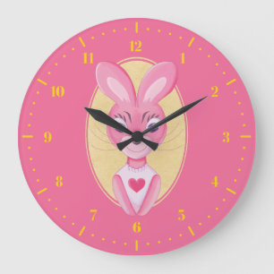 Süße kleine Hasenmädchen-Zeichentrickfigur Große Wanduhr