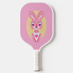 Süße kleine Hasenmädchen-Zeichentrickfigur Pickleball Schläger