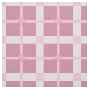 süße kleine Herzen Baby-Rosa-Karomuster-Quadrate Stoff