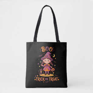 Süße kleine Hexe. Buh. Süßes oder Saures.  Tasche