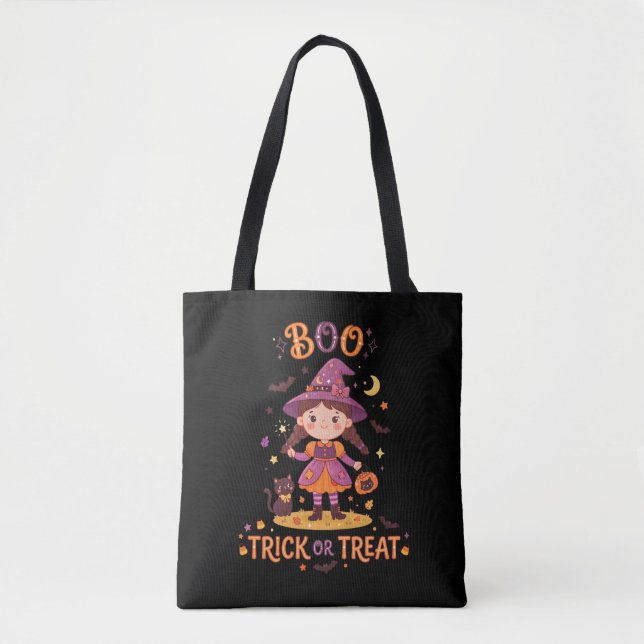 Süße kleine Hexe. Buh. Süßes oder Saures.  Tasche (Vorderseite)