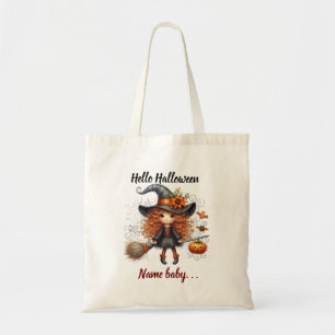 Süße kleine Hexe Herbst Herbst Custom Name Mädchen Tragetasche