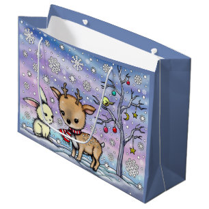 Süße kleine Hirsch- und Kaninchen-Illustrationskun Große Geschenktüte