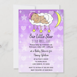 Süße kleine Hispanic Baby Stars und Mond Mädchen Einladung