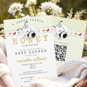 Süße kleine Honig-Gingham-Biene-Babee-Baby-Party Einladung