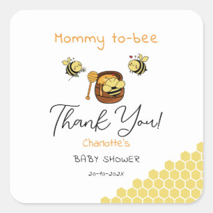 Süße kleine Honigbiene mit süßem Honig Baby Shower Quadratischer Aufkleber