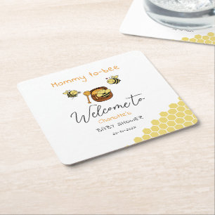 Süße kleine Honigbiene mit süßem Honig Baby Shower Rechteckiger Pappuntersetzer
