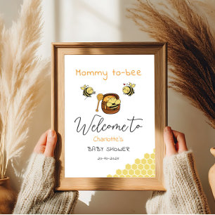 Süße kleine Honigbiene mit süßem Honigbaby Willkom Poster