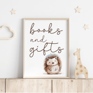 Süße kleine Igel-Baby-Shower-Bücher-Geschenke-Schi Poster