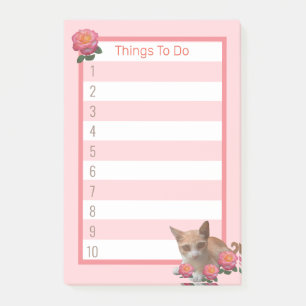 Süße kleine Katze und Rosen Post-it Klebezettel