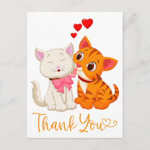 Süße kleine Katzen moderne orange Hochzeit Danke Postkarte