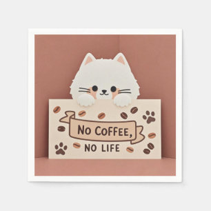Süße kleine Katzenpfotenabdrücke und Kaffeebohnen Serviette