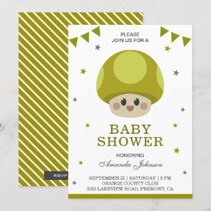 Süße kleine Kawaii-Pilz-Baby-Shower-Einladung Einladung