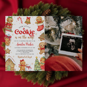 Süße kleine Kekse Weihnachten Baby Shower Foto Einladung
