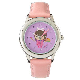 Süße kleine Künstlerin Malermädchen Armbanduhr