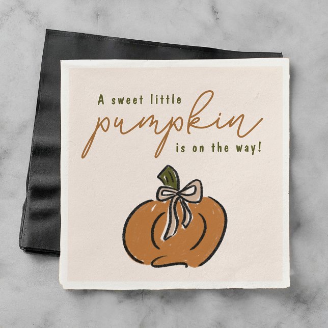 Süße kleine Kürbis auf dem Weg zur Niedlichen Baby Serviette (A sweet little pumpkin is on the way! Cute Halloween baby shower paper napkins.)