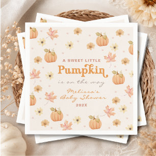 Süße kleine Kürbis-Blumen-Herbst-Baby-Party Serviette