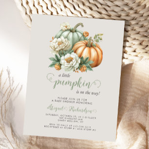 Süße kleine Kürbis-Blumen-Herbst-Babyparty Postkarte