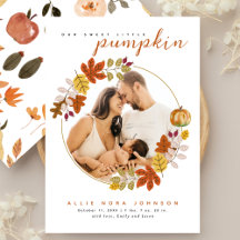 Süße kleine Kürbis-Foto-Herbst-Baby-Ankündigung