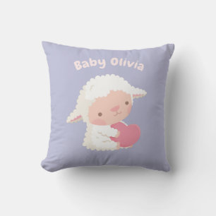 Süße kleine Lamm umarmendes Herz Babyzimmer Dekora Kissen