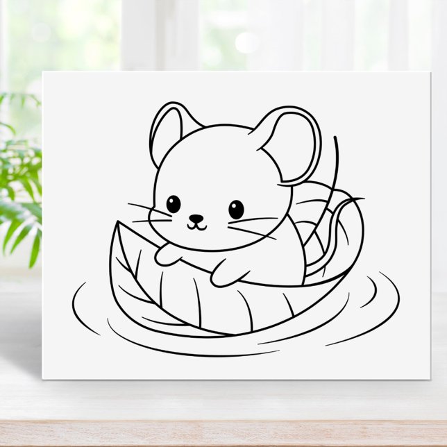 Süße kleine Maus-Blatt-Boot-Malvorlage Poster (Von Creator hochgeladen)
