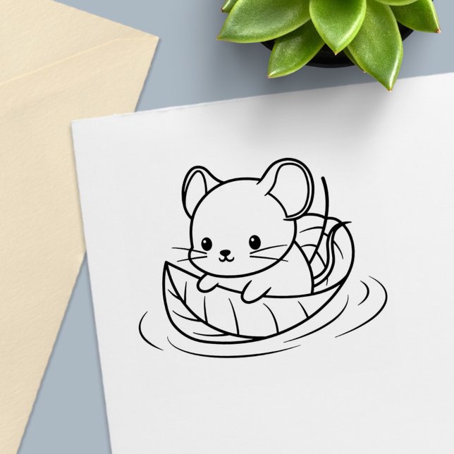 Süße kleine Maus-Blatt-Boot Permastempel (Von Creator hochgeladen)