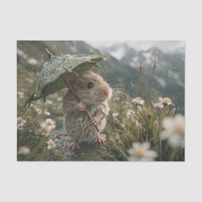 Süße kleine Maus mit Blattschirm  Seidenpapier (Vorderseite)