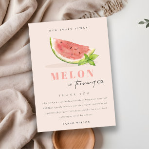 Süße kleine Melonen-Aquarell-Rosé-Baby-Party Dankeskarte