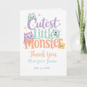 Süße kleine Monster-Baby-Party Dankeskarte