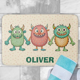 Süße kleine Monster Personalisiert Badematte