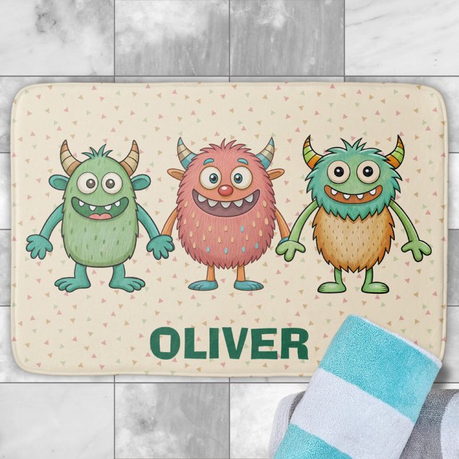Süße kleine Monster Personalisiert Badematte (Von Creator hochgeladen)