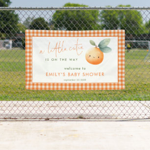 Süße Kleine Orange Gingham Willkommen Baby Shower Banner