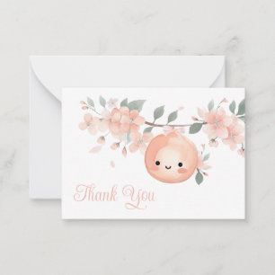 Süße kleine Pfirsich-Mädchen-Baby-Party Dankeschön Mitteilungskarte