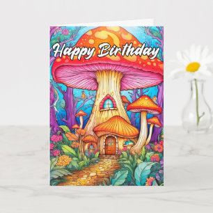 Süße kleine Pilzhaus-Illustration Karte