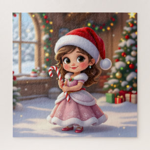Süße kleine Prinzessin mit Weihnachtsmütze