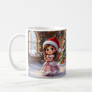 Süße kleine Prinzessin mit Weihnachtsmütze Kaffeetasse