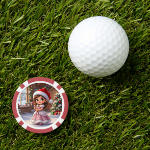 Süße kleine Prinzessin mit Weihnachtsmütze Pokerchips