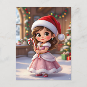 Süße kleine Prinzessin mit Weihnachtsmütze Postkarte