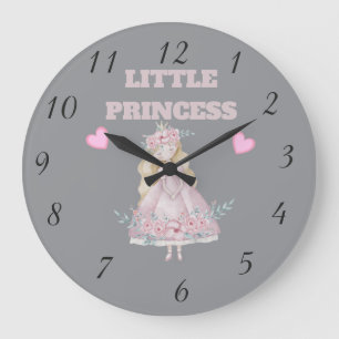 Süße kleine Prinzessin Wanduhr Rosa Herzen Mädch