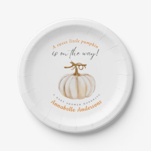 Süße kleine Pumpkin auf dem Weg Baby Dusche Pappteller