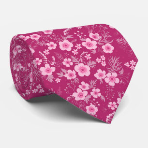 Süße kleine rosa Blüten mit Magenta-Hintergrund Krawatte