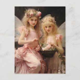 Süße kleine rosa Mädchenfeen Postkarte